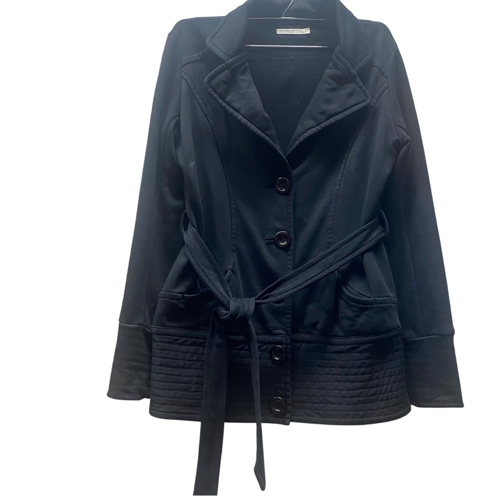 Hazel Anthropology Women's Black Belted Jacket L